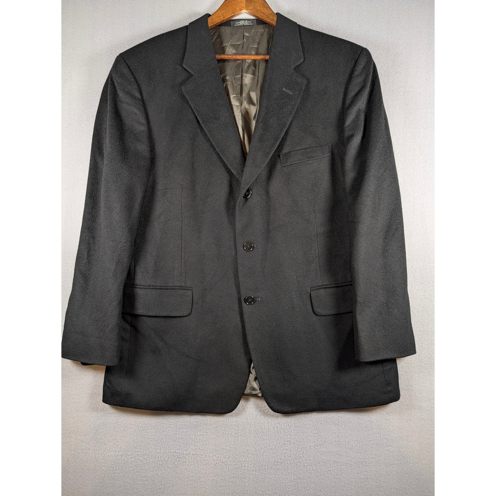 Alfani Mens 44R Black 100% Cashmere Felted Fabric 3 Button Blazer Sport Coat
